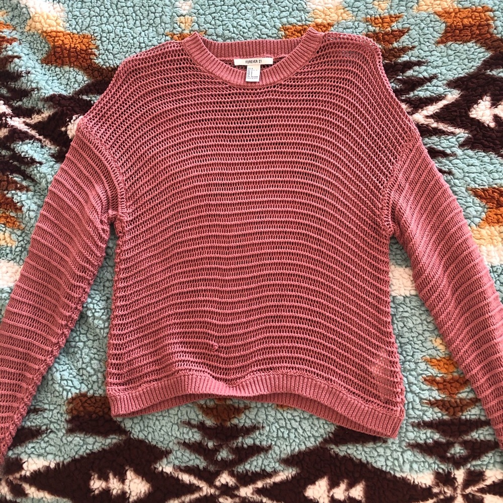Pink knitted see through sweater